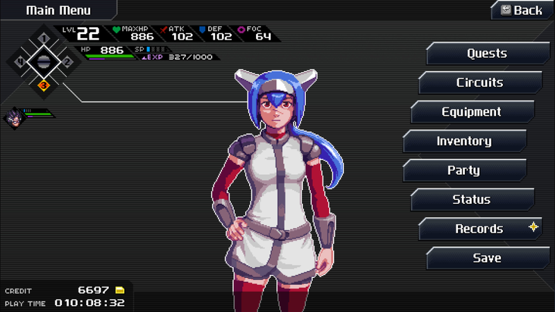 Lea, blue-haired Spheromancer of few words.